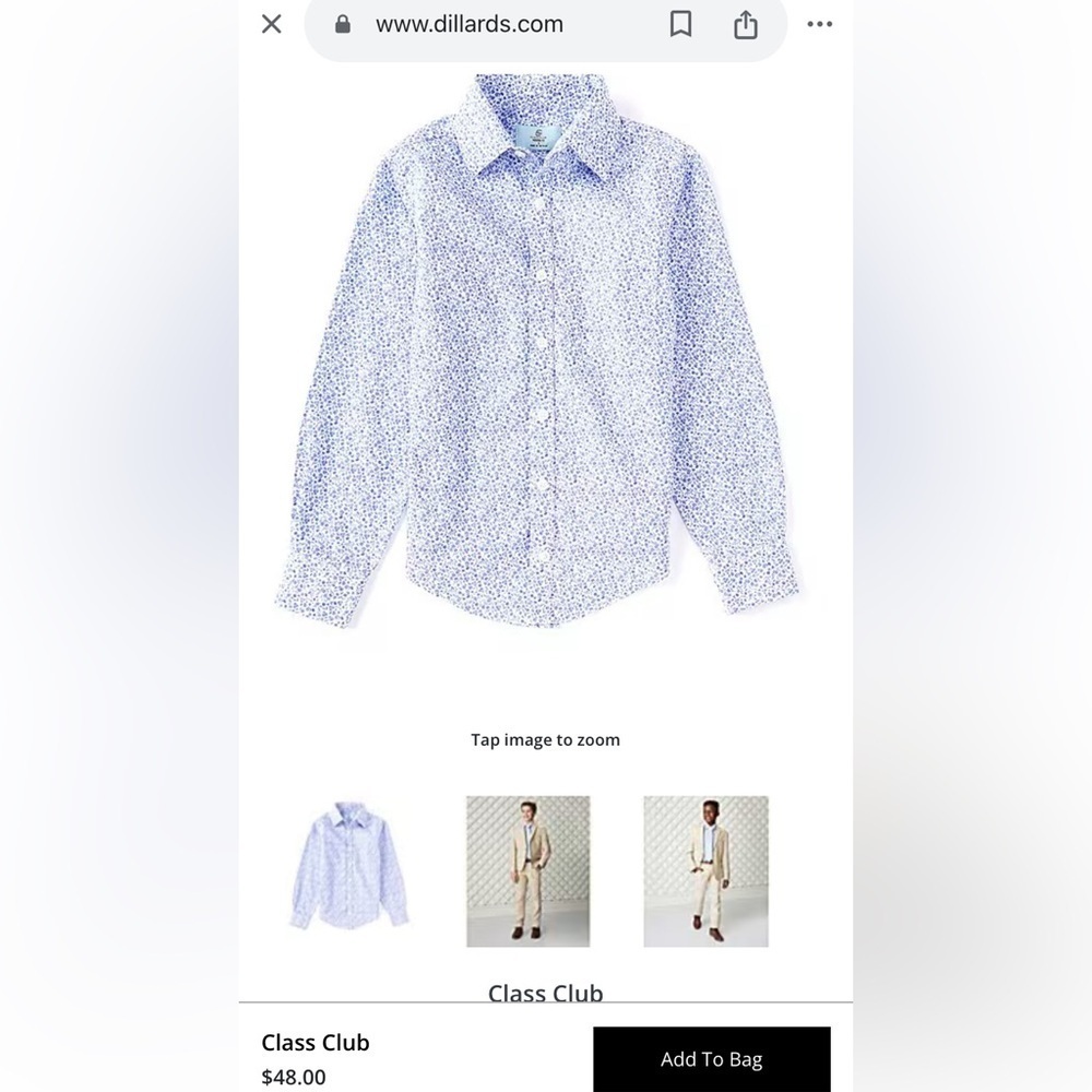 Boys Class Club Long Sleeve Point Collar Floral Button Down Shirt - Picture 8 of 8